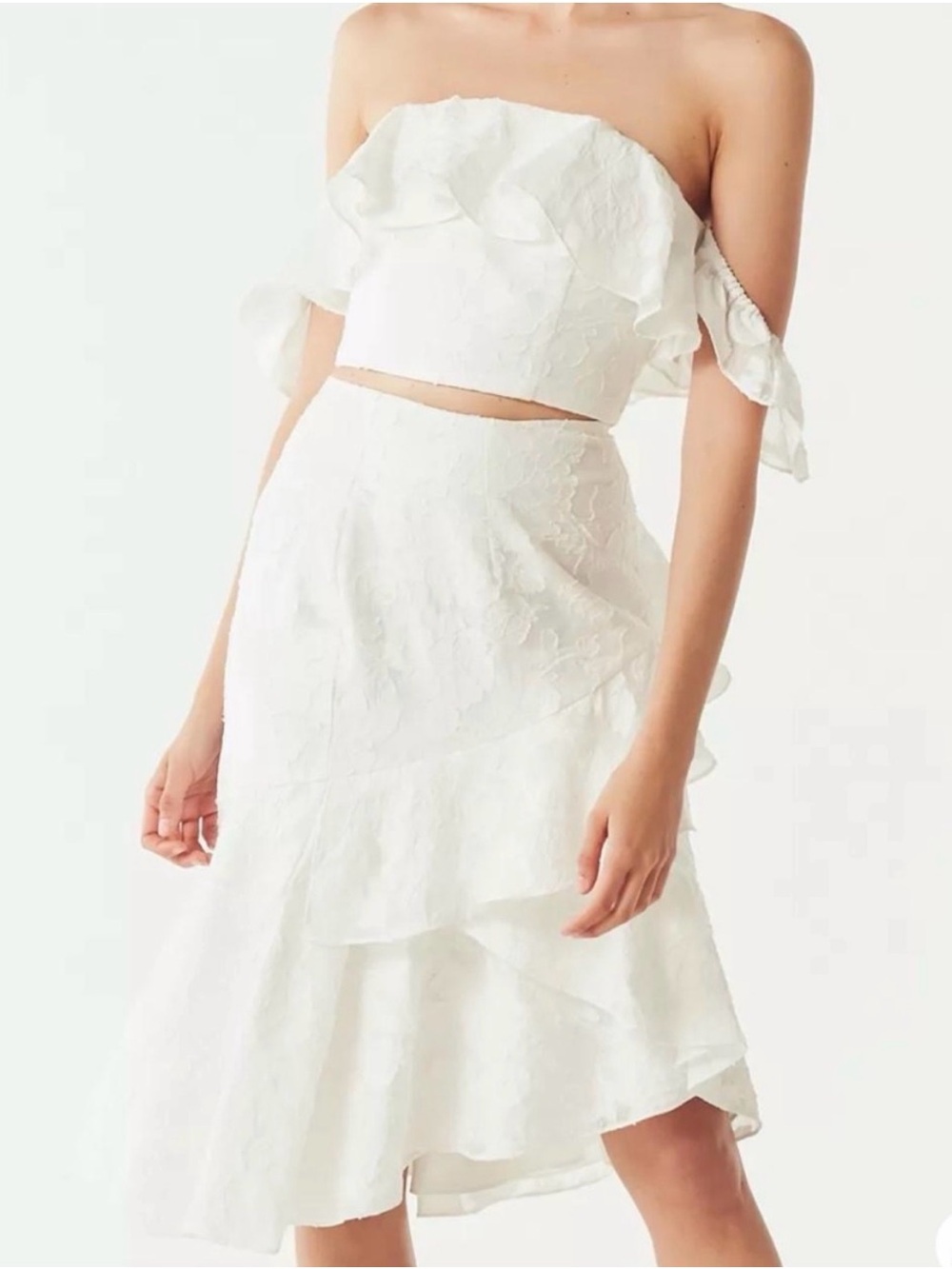 Revolve Keepsake Radar Ivory Off-Shoulder Ruffle Two-Piece Set - Picture 2 of 8